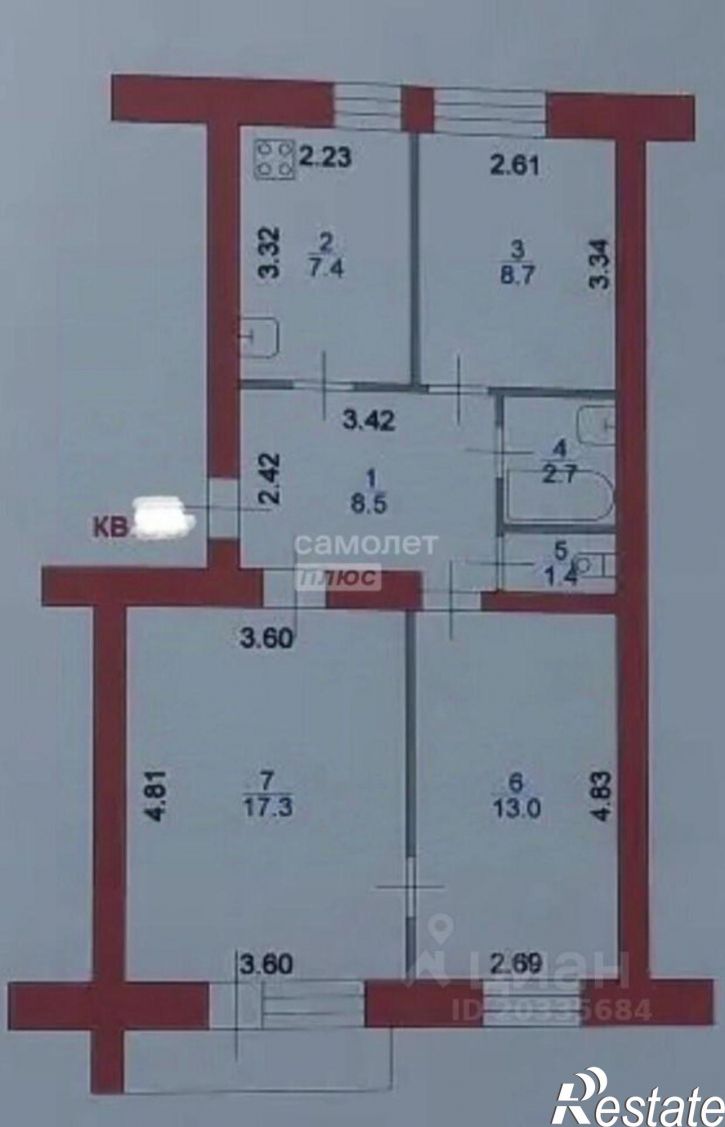 3-комн квартира Октябрьская улица, 2А,  д. 2А