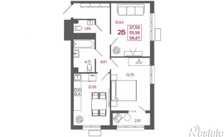2-комн квартира в новом доме улица Белинского, 98