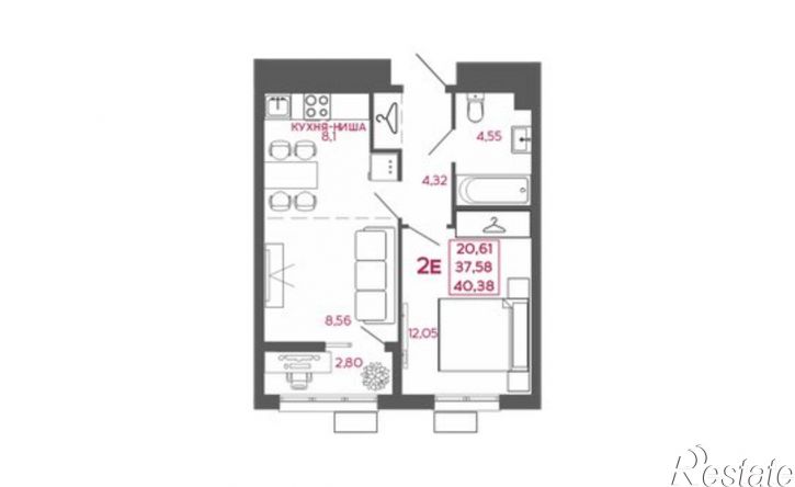 2-комн квартира в новом доме улица Белинского, 98