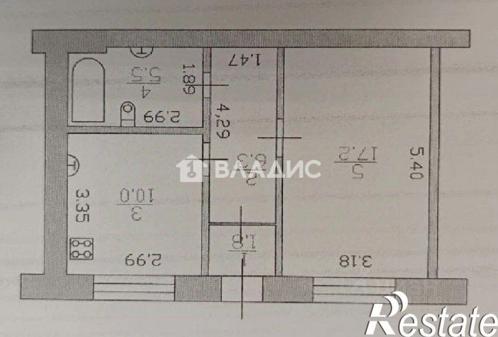 1-комн квартира Железнодорожная улица, 23А,  д. 23А